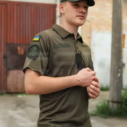 Футболка Поло НГУ влагоотводящая CoolPass antistatic хаки