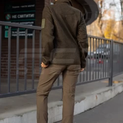 Кофта фліс жіноча соти Гексагон на блискавці Хакі