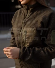 Кофта фліс жіноча соти Гексагон на блискавці Хакі