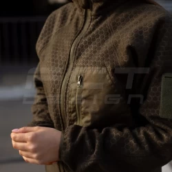 Кофта фліс жіноча соти Гексагон на блискавці Хакі