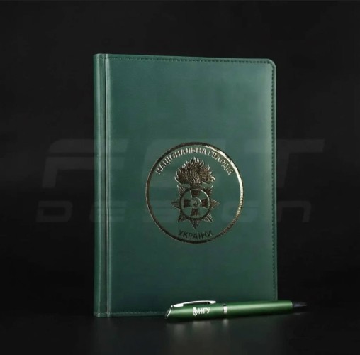 Блокнот дневник НГУ хаки А5 с тиснением золото 14,8 х21 см