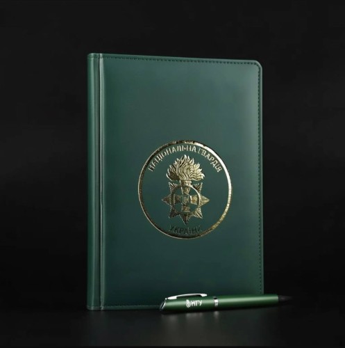 Блокнот дневник НГУ хаки А5 с тиснением золото 14,8 х21 см