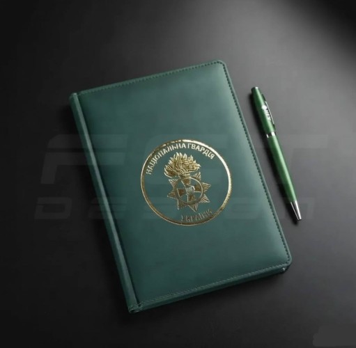 Блокнот дневник НГУ хаки А5 с тиснением золото 14,8 х21 см