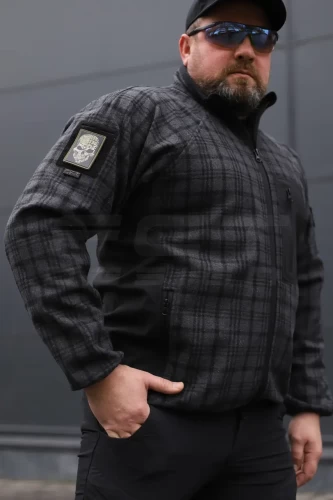 Кофта флис соты Гексагон на молнии Шотландка клетка 40-42/3