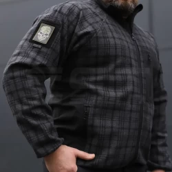 Кофта фліс соти Гексагон на блискавці Шотландка клітинка