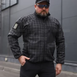 Кофта фліс соти Гексагон на блискавці Шотландка клітинка