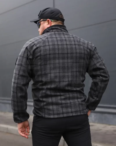 Кофта флис соты Гексагон на молнии Шотландка клетка 40-42/3