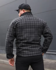 Кофта фліс соти Гексагон на блискавці Шотландка клітинка