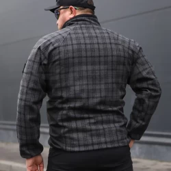 Кофта фліс соти Гексагон на блискавці Шотландка клітинка