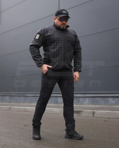 Кофта флис соты Гексагон на молнии Шотландка клетка 40-42/3