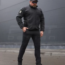 Кофта фліс соти Гексагон на блискавці Шотландка клітинка