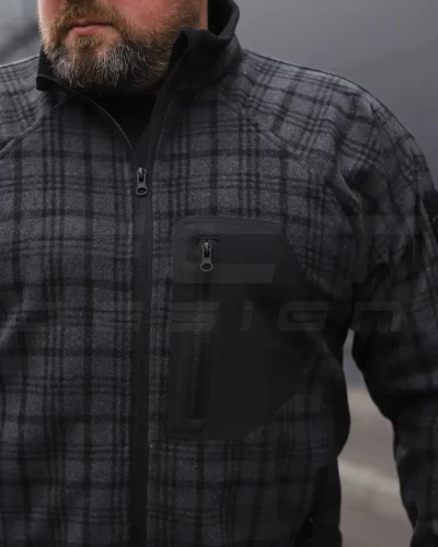 Кофта флис соты Гексагон на молнии Шотландка клетка 40-42/3