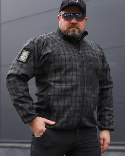 Кофта флис соты Гексагон на молнии Шотландка клетка 40-42/3