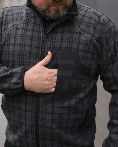 Кофта флис соты Гексагон на молнии Шотландка клетка 40-42/3