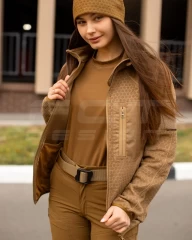 Кофта фліс жіноча соти Гексагон на блискавці Койот