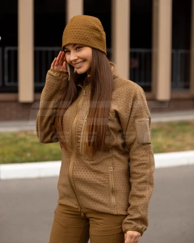 Кофта фліс жіноча соти Гексагон на блискавці Койот 40-42/3 40-42/3