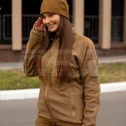 Кофта фліс жіноча соти Гексагон на блискавці Койот