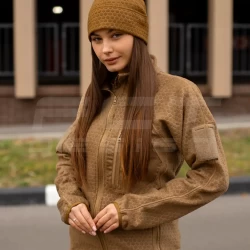 Кофта фліс жіноча соти Гексагон на блискавці Койот