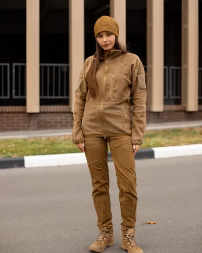 Кофта фліс жіноча соти Гексагон на блискавці Койот 40-42/3 40-42/3