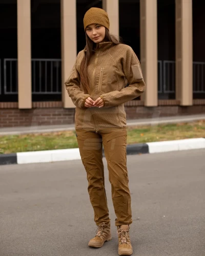 Кофта фліс жіноча соти Гексагон на блискавці Койот 40-42/3 40-42/3