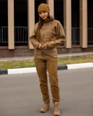 Кофта фліс жіноча соти Гексагон на блискавці Койот