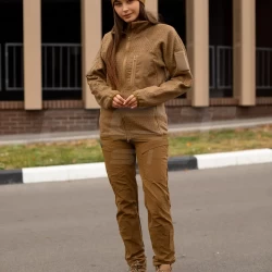 Кофта фліс жіноча соти Гексагон на блискавці Койот