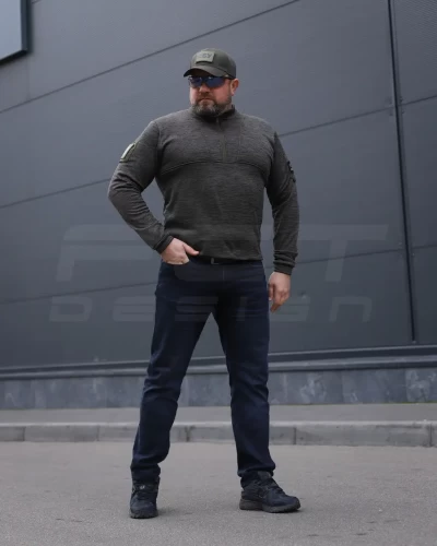 Кофта тактична Урбан Спандекс Меланж із блискавкою під горло Хакі 42 42