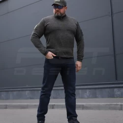 Кофта тактична Урбан Спандекс Меланж із блискавкою під горло Хакі