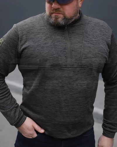 Кофта тактична Урбан Спандекс Меланж із блискавкою під горло Хакі 42 42