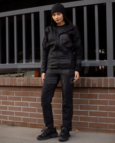 Кофта фліс жіноча соти Гексагон на блискавці Чорна 40-42/3 40-42/3