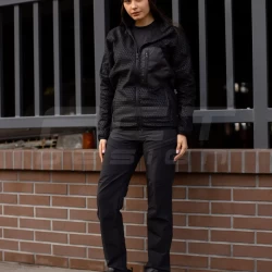 Кофта фліс жіноча соти Гексагон на блискавці Чорна