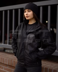 Кофта фліс жіноча соти Гексагон на блискавці Чорна