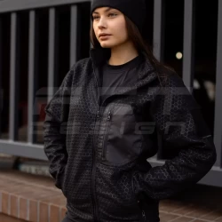 Кофта фліс жіноча соти Гексагон на блискавці Чорна