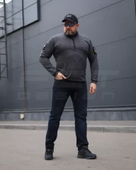 Кофта тактична Урбан Спандекс Меланж із блискавкою під горло Сіра