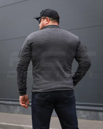 Кофта тактическая Урбан Спандекс Меланж с молнией под горло Серая 42