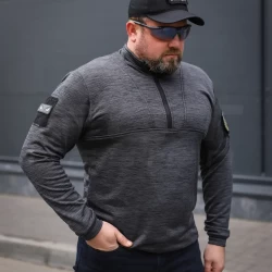 Кофта тактична Урбан Спандекс Меланж із блискавкою під горло Сіра