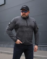 Кофта тактична Урбан Спандекс Меланж із блискавкою під горло Сіра