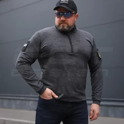 Кофта тактична Урбан Спандекс Меланж із блискавкою під горло Сіра