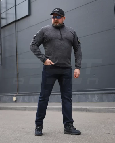 Кофта тактическая Урбан Спандекс Меланж с молнией под горло Серая 42
