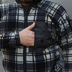 Кофта фліс соти Гексагон на блискавці в клітинку Зелено-чорна-біла