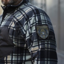 Кофта фліс соти Гексагон на блискавці в клітинку Зелено-чорна-біла