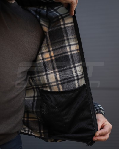 Кофта флис соты Гексагон на молнии в клетку Зелено-черная-белая 40-42/3