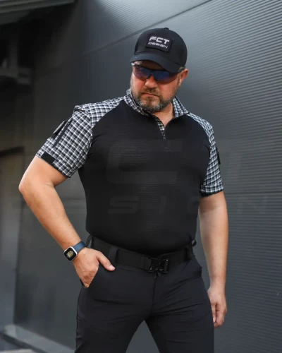 Убакс бойова сорочка короткий рукав URBAN в клітинку синя 44 44