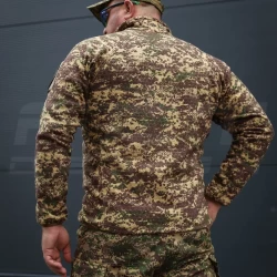 Кофта флис соты Гексагон на молнии Хищник пиксель G-0822