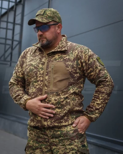 Кофта фліс соти Гексагон на блискавці Хижак піксель G-0822 40-42/3 40-42/3