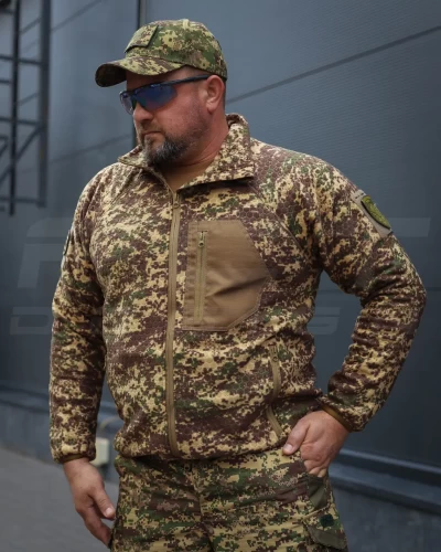 Кофта фліс соти Гексагон на блискавці Хижак піксель G-0822 40-42/3 40-42/3