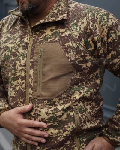 Кофта фліс соти Гексагон на блискавці Хижак піксель G-0822 40-42/3 40-42/3