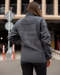 Кофта фліс жіноча соти Гексагон на блискавці Сіра