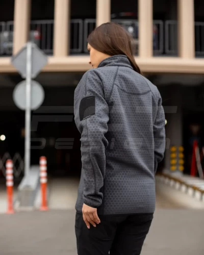 Кофта фліс жіноча соти Гексагон на блискавці Сіра 40-42/3 40-42/3