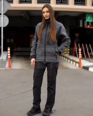 Кофта фліс жіноча соти Гексагон на блискавці Сіра